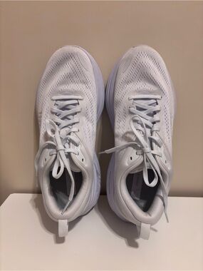 Hoka One One Kids White Lace-Up Running Sneakers